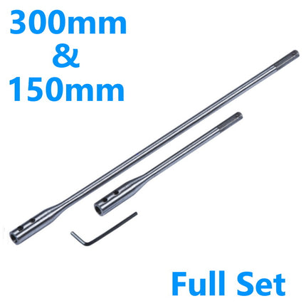 3pc Flat Wood Drill Bit  6" & 12'' (15 / 30cm) EXTENSION BAR SET 1/4'' Hex Shank