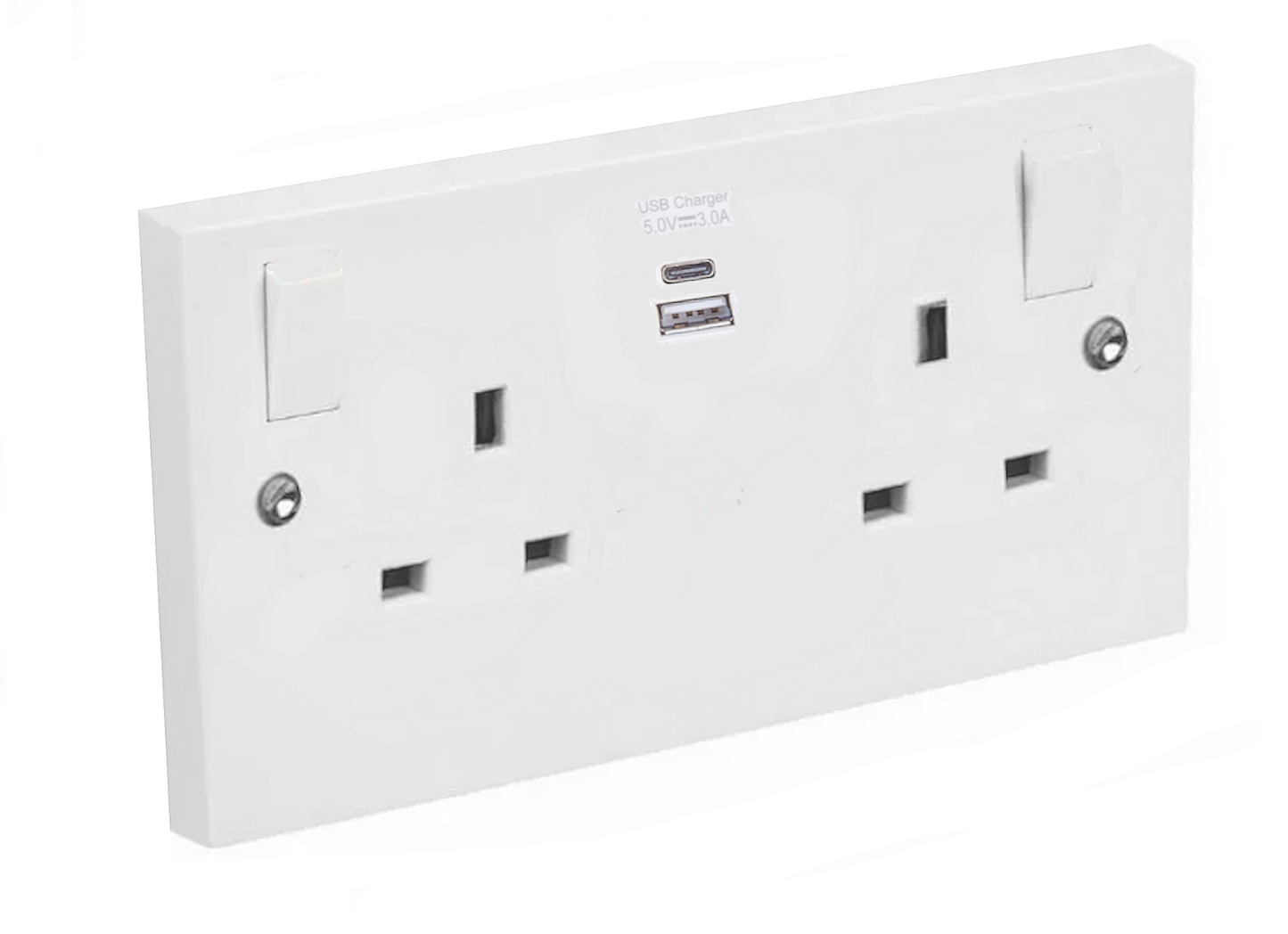 Switched Plug Sockets White Plastic UK Light Electrical Wall Socket 13 Amp