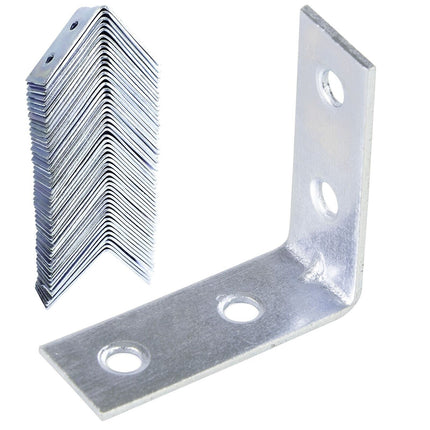 20x STEEL 90 DEGREE ANGLE BRACKETS 50mm Metal Braces Joist Corner Mending Plate