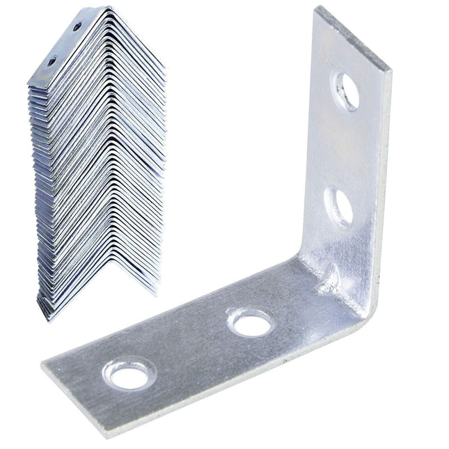20x STEEL 90 DEGREE ANGLE BRACKETS 50mm Metal Braces Joist Corner Mending Plate