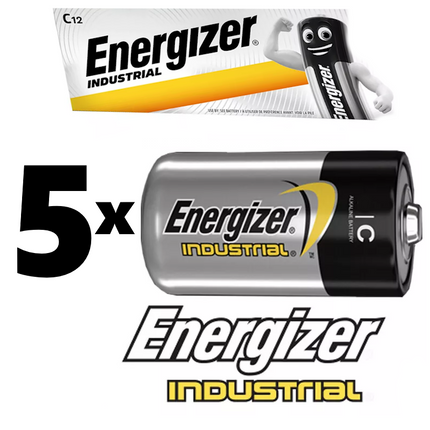 5x ENERGIZER C SIZE 1.5V INDUSTRIAL ALKALINE BATTERIES MN1400 LONG EXPIRY