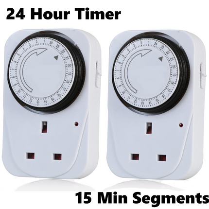 24 Hour Mechanical Mains Plug In Timer Switch Time Clock Socket UK 3 Pin Adapter