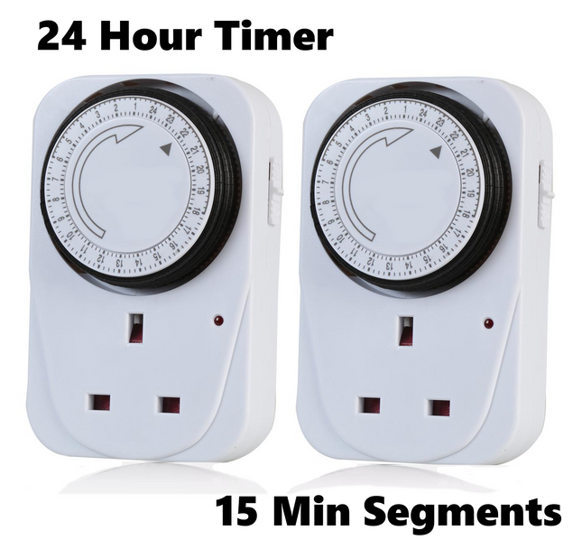 24 Hour Mechanical Mains Plug In Timer Switch Time Clock Socket UK 3 Pin Adapter