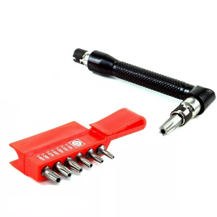 9 PC Offset Hard to Reach Right Angled Bit Set Stubby Torx Security Screwdriver