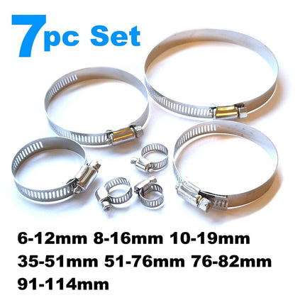 7 Pc  Large Hose Clamp Jubilee Clips Set Stainless Steel Clamps Assorted NEW