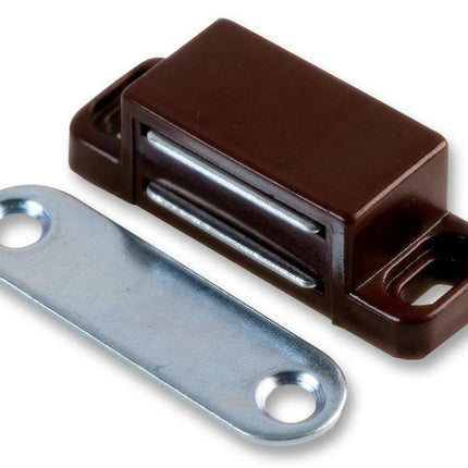 2 x Brown Magnetic Catches, Cupboard Cabinet Door Pull Furniture Wardrobe 42mm