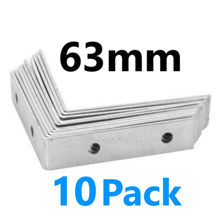 10x 63mm Corner Braces Right Angle L Shape Plate Fence Shelf Repair Brackets