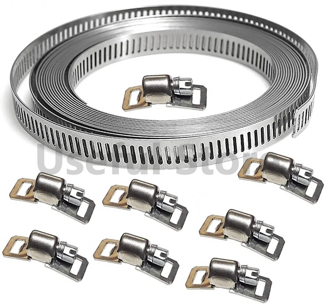 Pipe Hose Clamp Kit 3 Meter Pipe Clamp Kit 8 tension clamps Steel Clips any Size