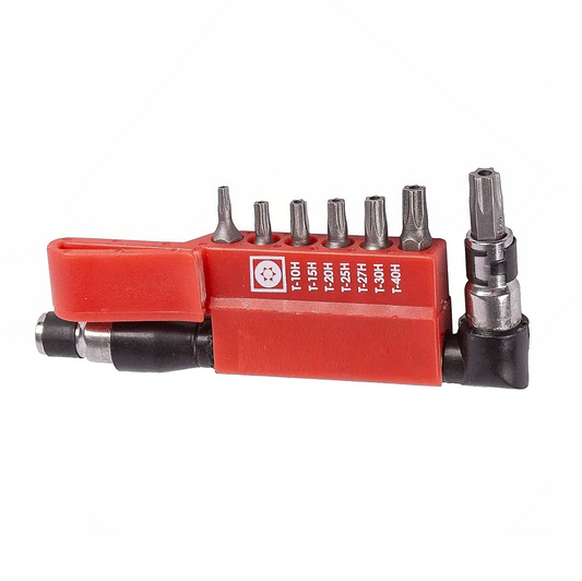 9 PC Offset Hard to Reach Right Angled Bit Set Stubby Torx Security Screwdriver