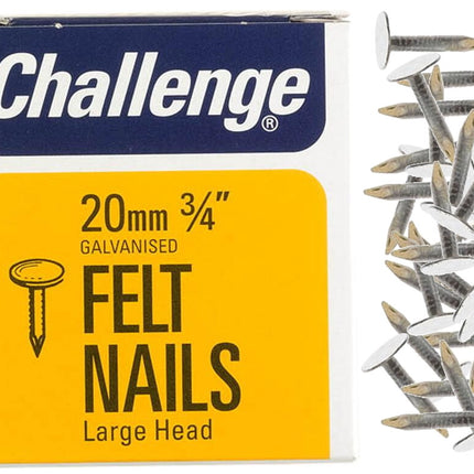225g Felt Nails 20mm Galvanised Roofing Shed Hutch Tack Clout Extra Large Head
