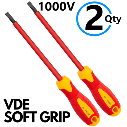 2  Screwdriver VDE Electrical Slotted Flat Insulated Terminal Driver 5.5 x 125mm