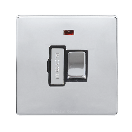 Screwless Slim Mirror Polished Chrome Light Switches & Sockets Black Inserts