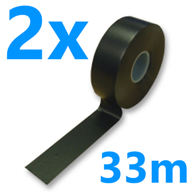 2 x Insulation Tape Roll Large PVC Electrical 19mm x 33m Black