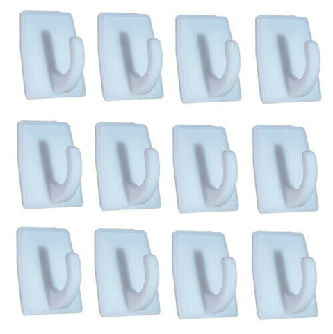 12 Self Adhesive Hooks Stick Wall Door Tea Towel Kitchen Glass Keys Tile Hanger