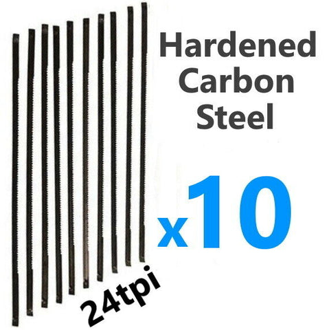 10 Scroll Saw Blades 24 TPI 130mm Long Pin End Ended 24tpi Hardened Carbon Steel