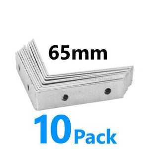 10x 65mm Corner Braces Right Angle L Shape Plate Fence Shelf Repair Brackets