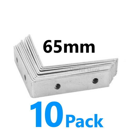 10x 65mm Corner Braces Right Angle L Shape Plate Fence Shelf Repair Brackets