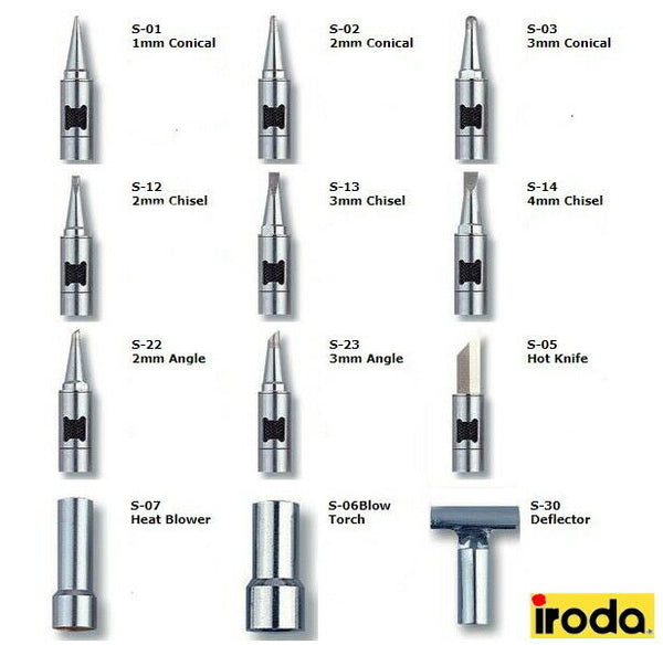 Pro Iroda Soldering TIP S- Angle Chisel Conical Spares Solderpro 50 & 70 Irons