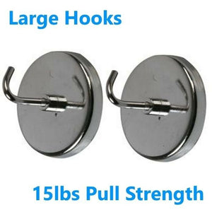 2 x Heavy Duty Magnetic Magnet Hooks 2" Kitchen Fridge Key Tool Holder Garage