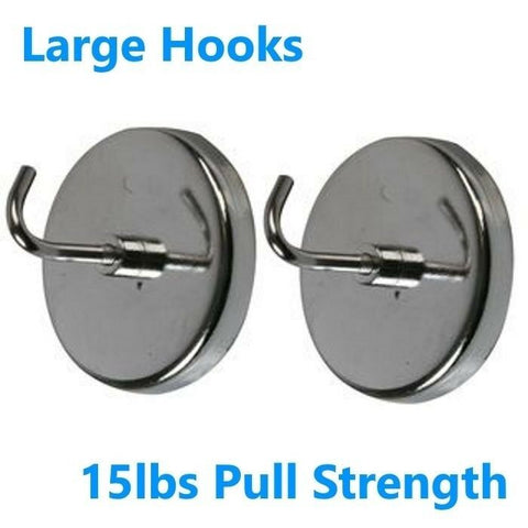 2 x Heavy Duty Magnetic Magnet Hooks 2" Kitchen Fridge Key Tool Holder Garage