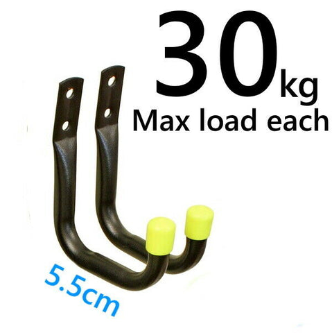 2 Small Heavy Duty Storage Hooks Garage Tool Bike Ladder Wall Mounted Brackets