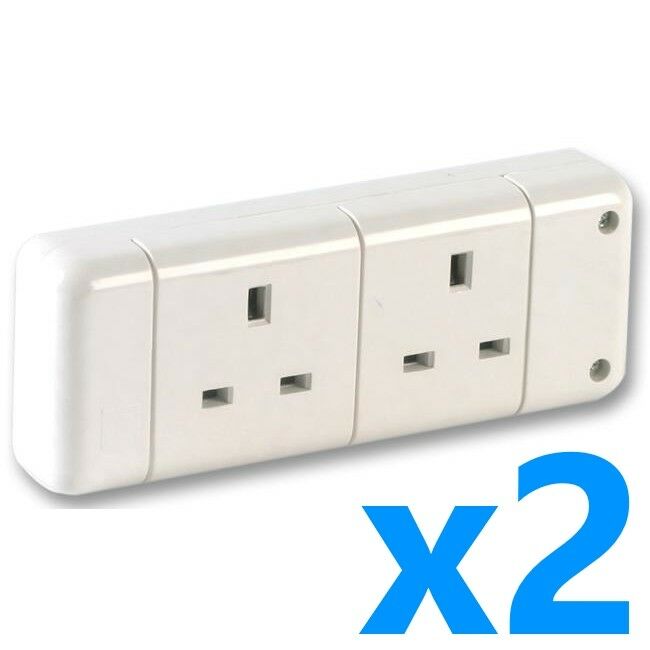 Rewireable 13A Trailing Double Electric UK Mains Extension Socket 2 Gang White