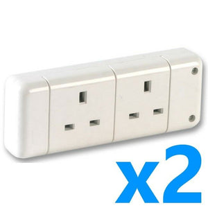 Rewireable 13A Trailing Double Electric UK Mains Extension Socket 2 Gang White