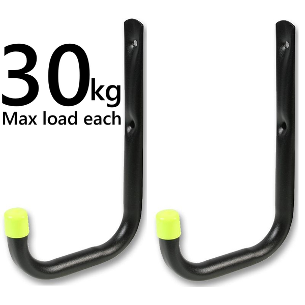 2 Heavy Duty Storage Hooks Garage Tool Bike Shed Ladder Wall Mounted Brackets