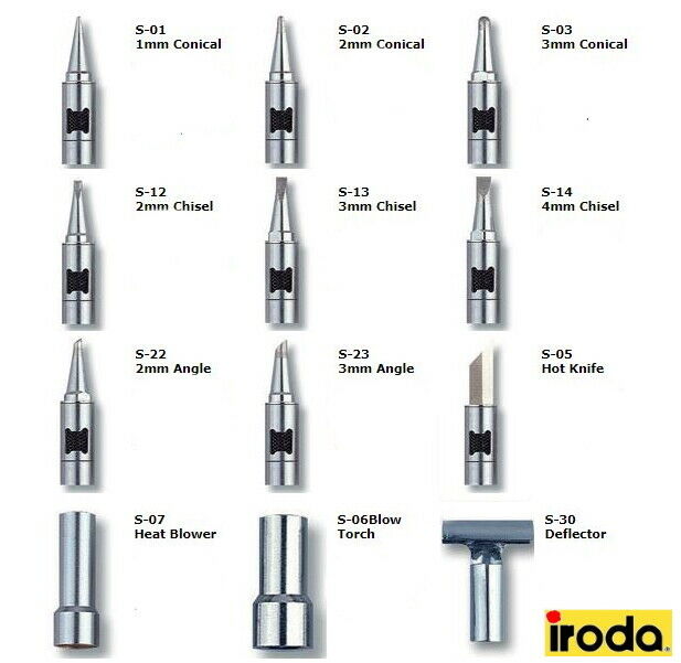 Pro Iroda Soldering TIP S- Angle Chisel Conical Spares Solderpro 50 & 70 Irons