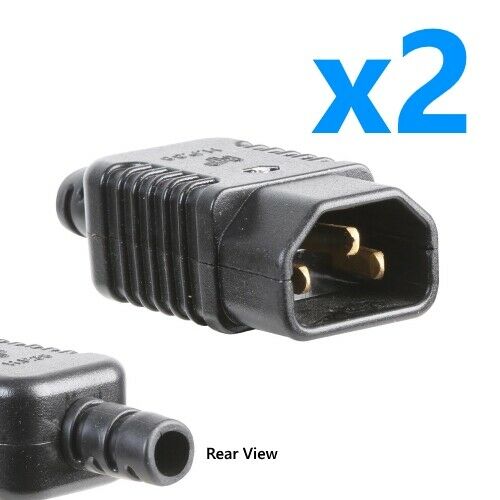 2 x Rewireable IEC C14 Mains Lead Male Inline Plug Power Connector 10A 250V