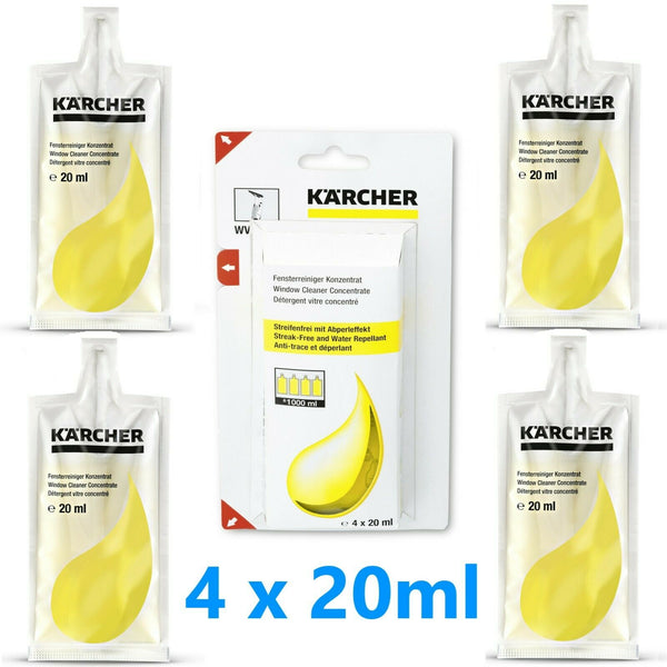 Window Cleaner Concentrate Karcher Streak Free Glass Cleaning Solution 4 X 20ml