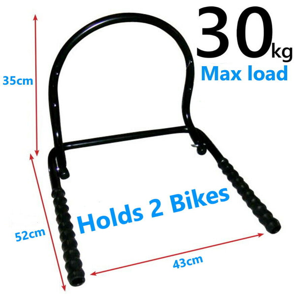 Bike Folding Storage Rack Holds 2 Bikes Wall Mounted Bicycle Hooks Shed Garage