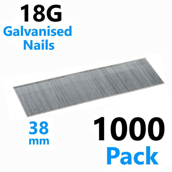 18 Gauge Brad Nails Galvanised Smooth Shank Gun 16,25,32,38,50mm Fixings 1000pc