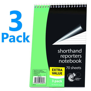 3 Notebook Set Reporter Pad Spiral Office School Book Line Notepad Writing Paper