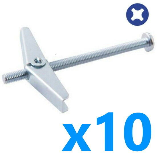 10 Plasterboard Spring Toggle Fixings With Screws Hollow Cavity Wall Anchors UK