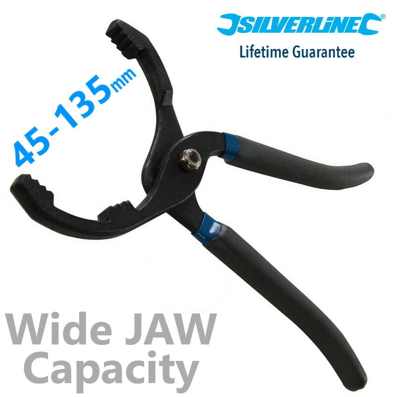 Silverline Oil Filter Adjustable Wrench Pliers Hand Removal Plier Tool 45 -135mm