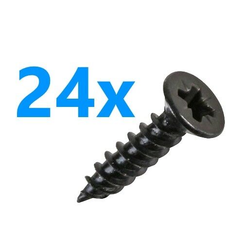 No.8 x 19mm Black Finish Countersunk Pozidriv Wood Screws - 24 Pack