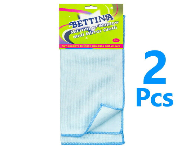 2 Microfibre Cleaning Cloths Window Mirror Kitchen Bathroom Glass Non Scratch