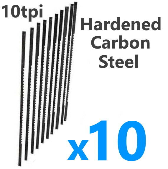 10 Scroll Saw Blades 10 TPI 130mm Long Pin End Ended 10tpi Hardened Carbon Steel