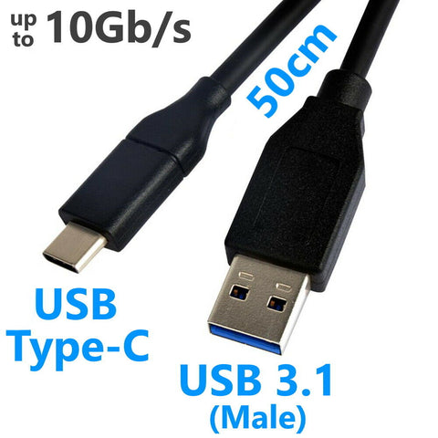 50 cm short USB-C Type C Male to USB 3.1 A Male Charge Data Cable Lead