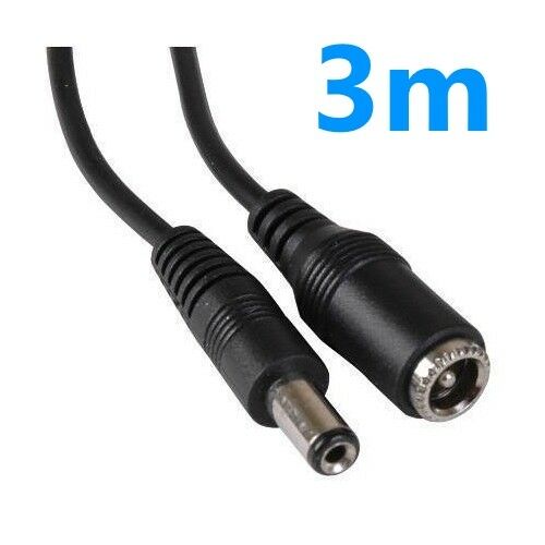 3m DC Power Extension Cable/Lead -CCTV Camera DVR-Plug to Socket 5.5mm x 2.1mm