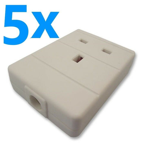 Rewireable 13A White Trailing 1 Gang Single UK Mains Extension Socket Electric