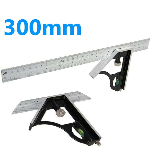 300mm (12") Adjustable Engineers Combination Try Square Set Right Angle Ruler UK