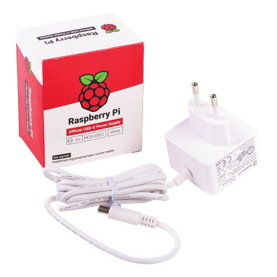 Official Raspberry Pi 4 USB-C PSU, 3A EU White - RASPBERRY-PI Power Supply