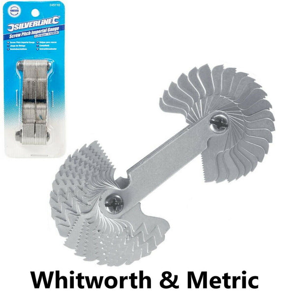 Silverline Thread Screw Pitch Gauge Metric Whitworth Internal External Measuring