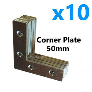 10x 50mm Steel Mending Fixing L Plate Flat Brackets Corner Repair Braces Joining