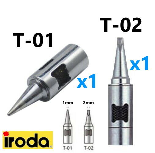 IRODA - T-01 1mm Conical & T-02 2mm Chisel Soldering Tip Solderpro Pro 50 / Kit