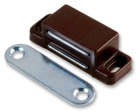 2 x Brown Magnetic Catches, Cupboard Cabinet Door Pull Furniture Wardrobe 42mm