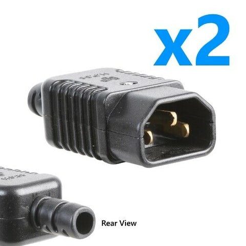 2 x Rewireable IEC C14 Mains Lead Male Inline Plug Power Connector 10A 250V