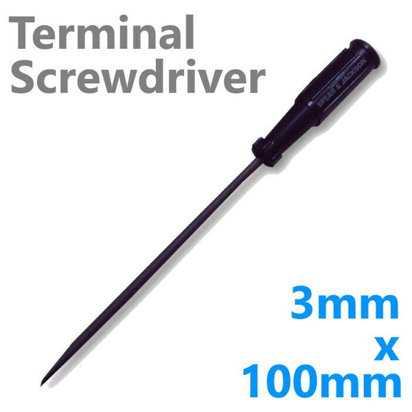 3mm x 100mm Slotted Terminal Screwdriver - Hard Wearing Fluted Handle